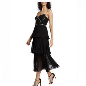 Self portrait Bustier Tiered Chiffon Midi-Dress